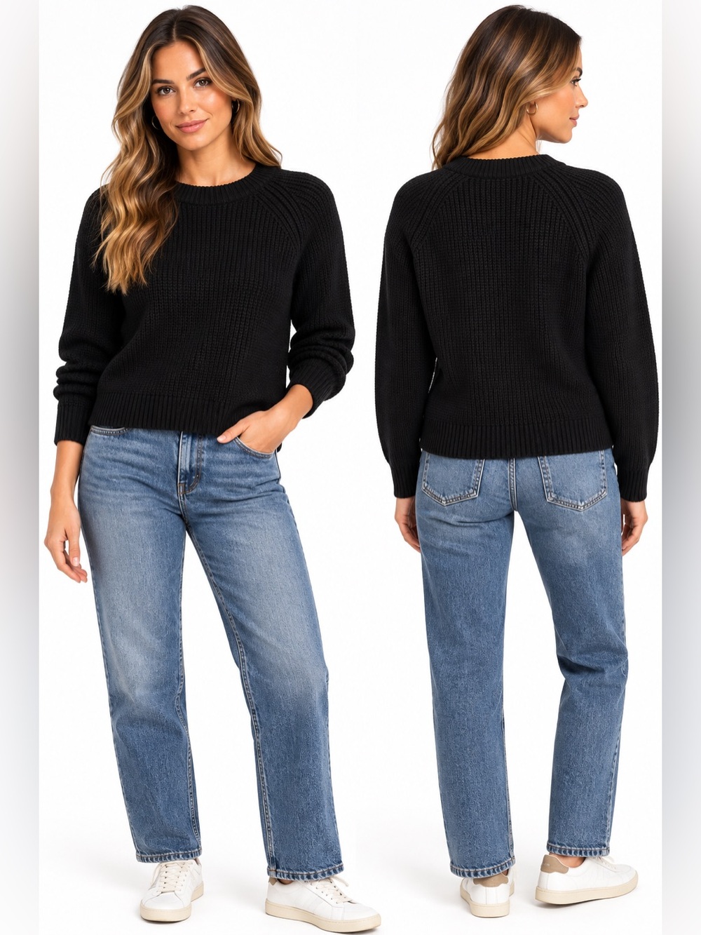 Classic Black Crewneck Women's Sweater